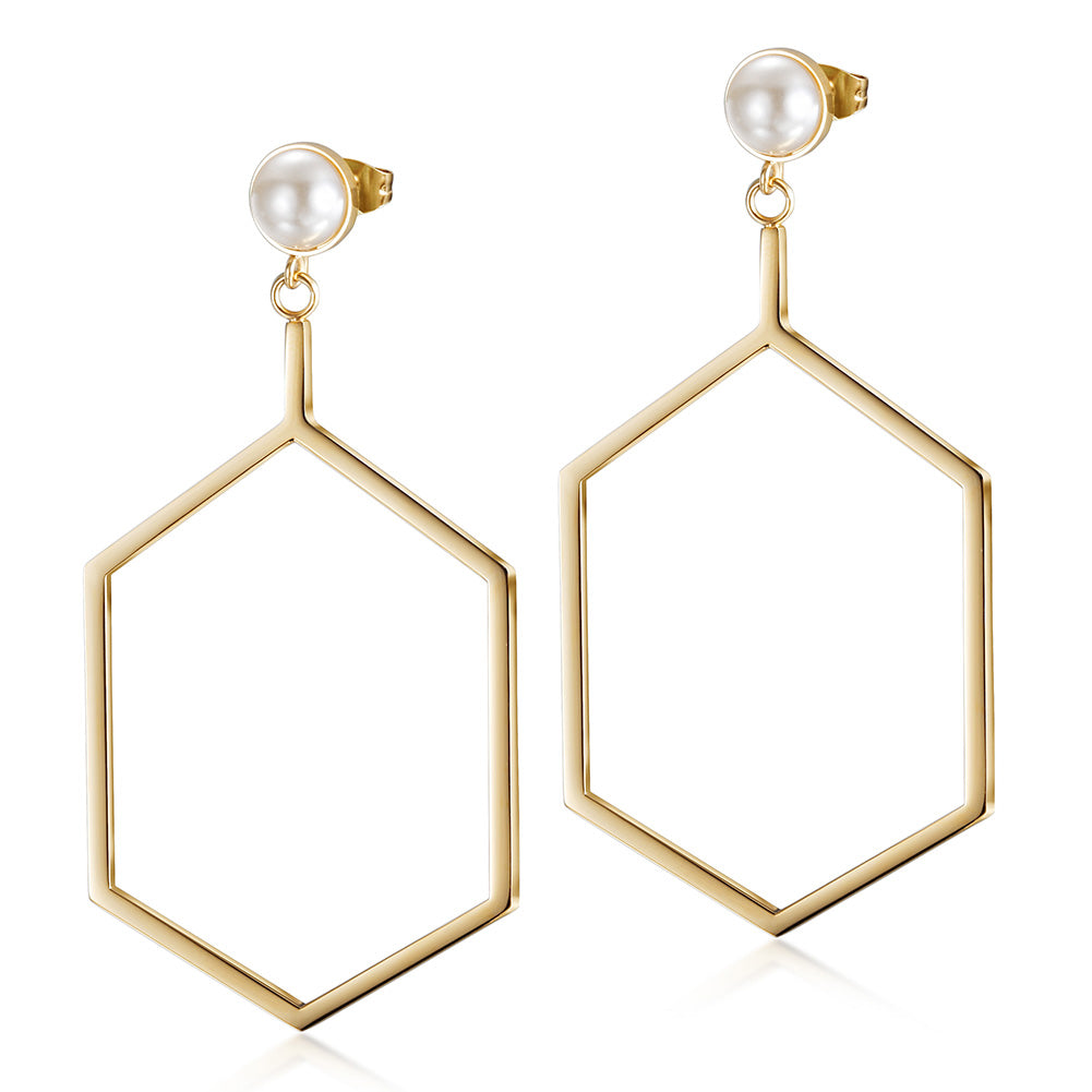 Exaggerated polygonal earrings-SCE308STGC
