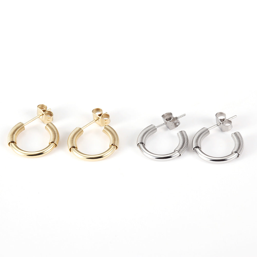 Spiral C-shaped earrings-SCE318ST