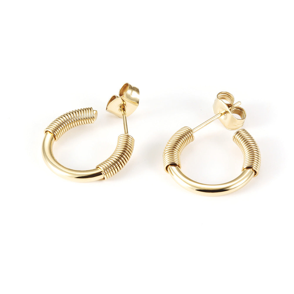 Spiral C-shaped earrings-SCE318ST