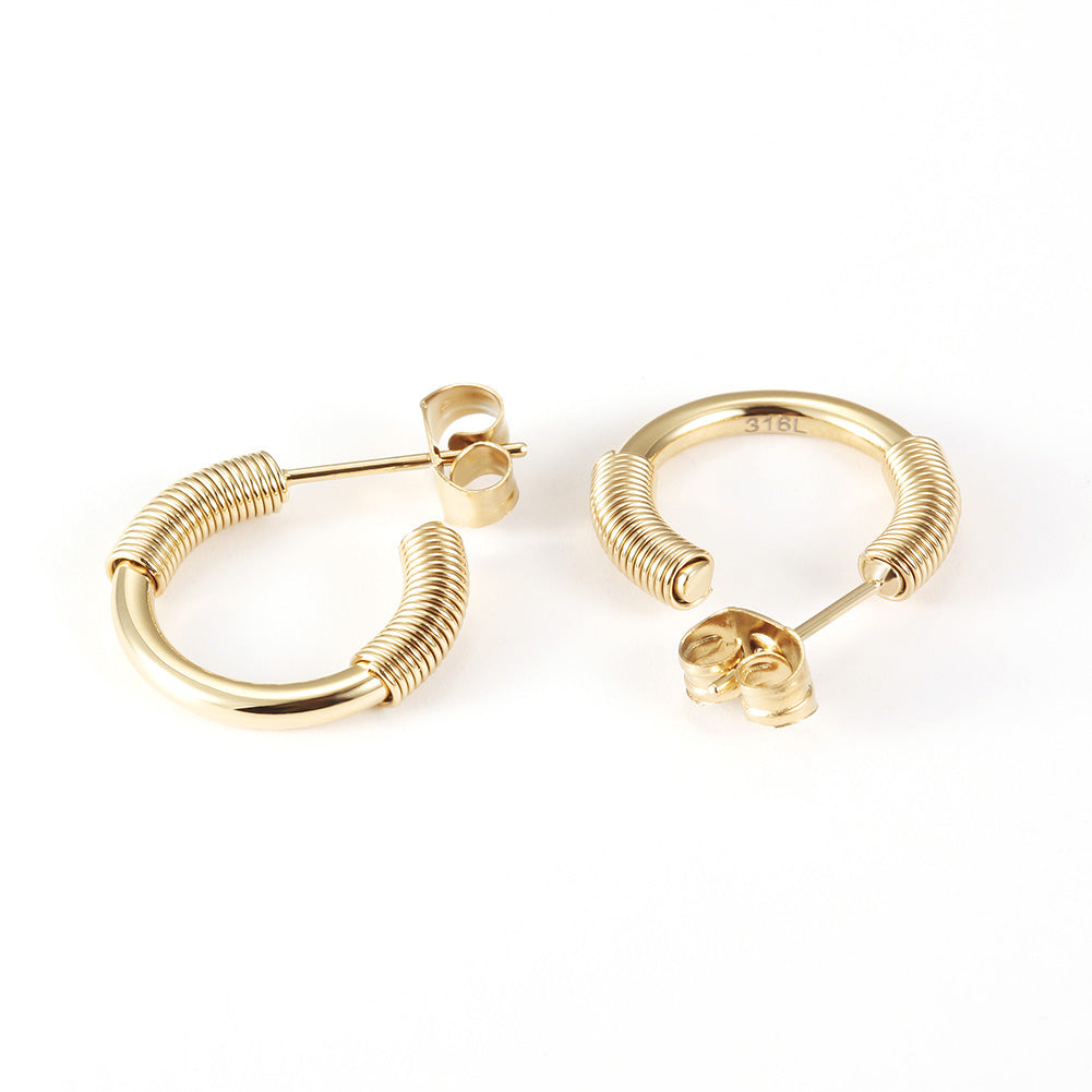Spiral C-shaped earrings-SCE318ST