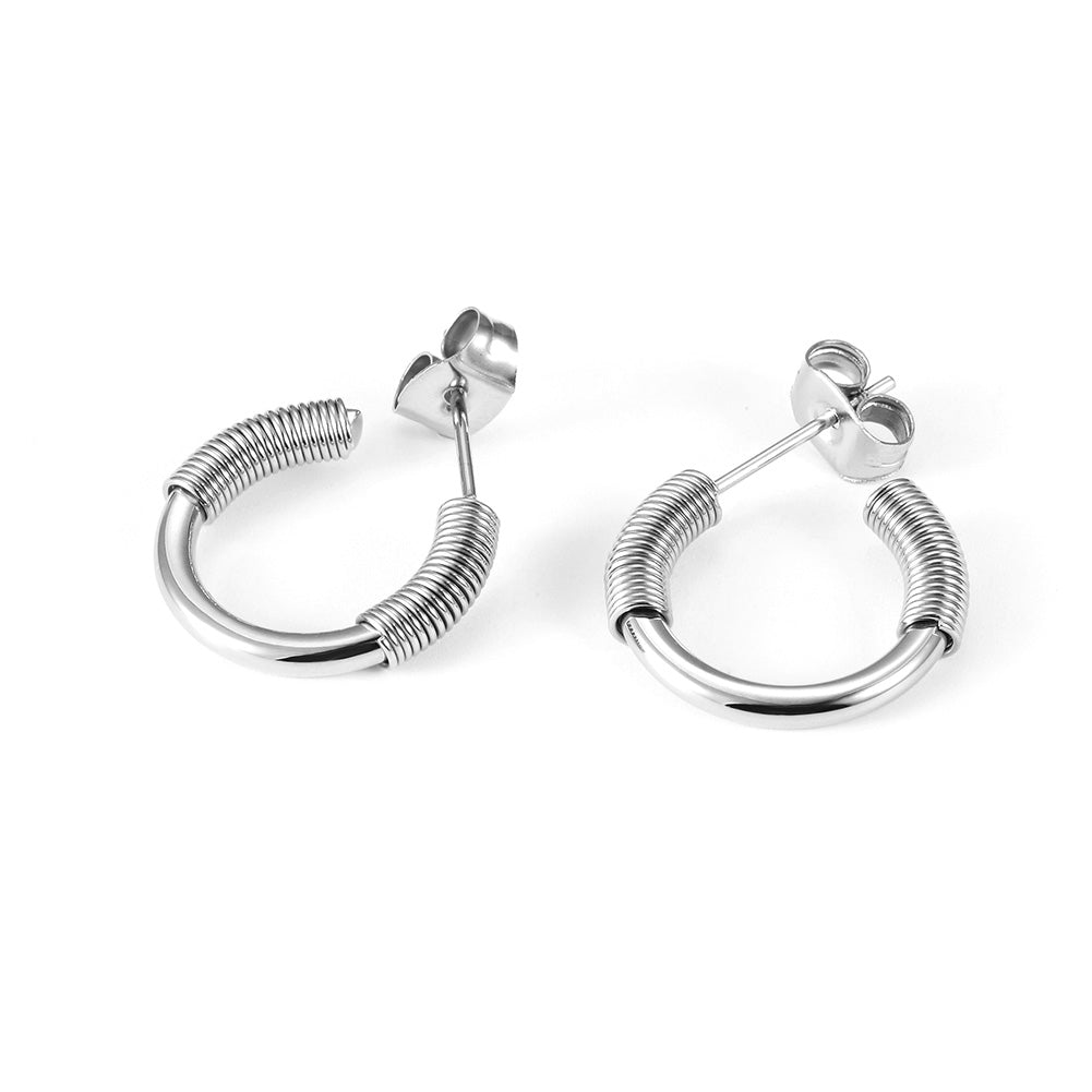 Spiral C-shaped earrings-SCE318ST