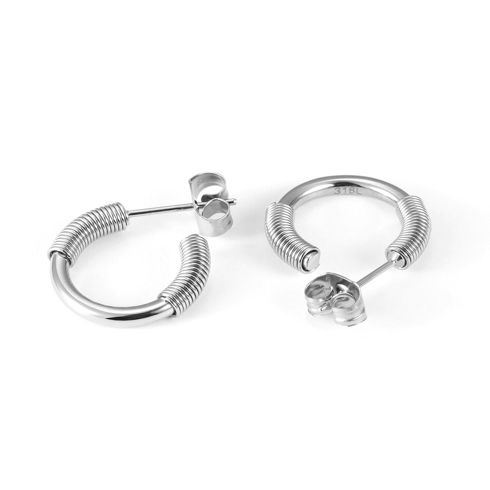 Spiral C-shaped earrings-SCE318ST
