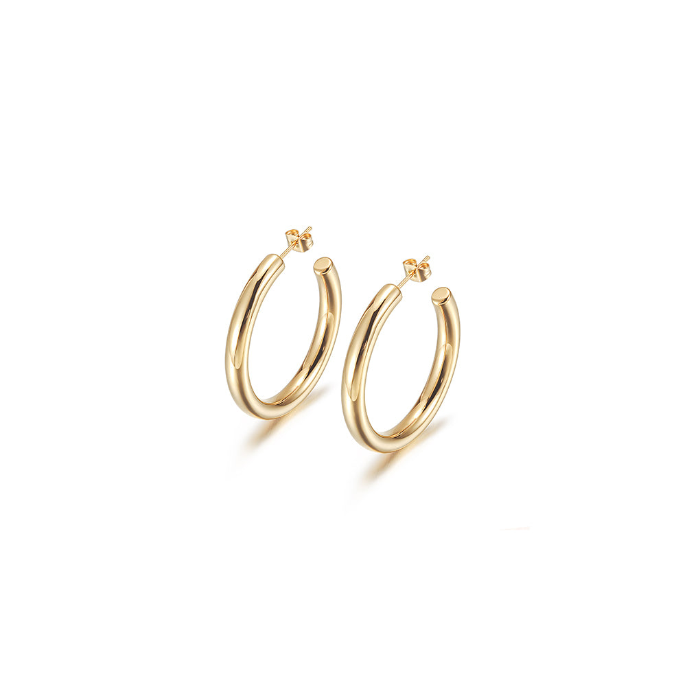 Stainless steel exaggerated C-shaped earrings-SCE325STGC