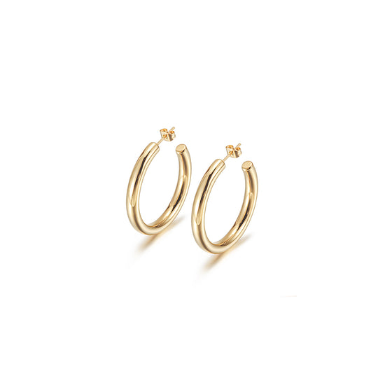 Stainless steel exaggerated C-shaped earrings-SCE325STGC