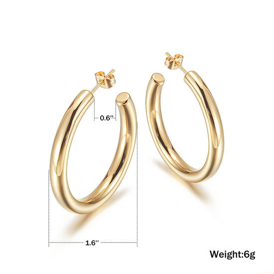 Stainless steel exaggerated C-shaped earrings-SCE325STGC