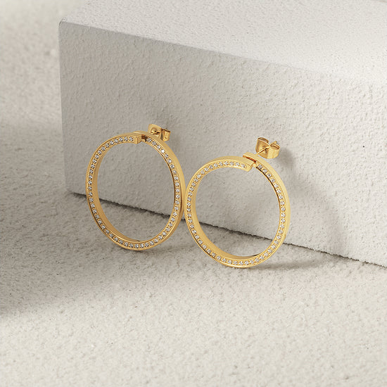 Circle zircon earrings-SCE339STGCZD