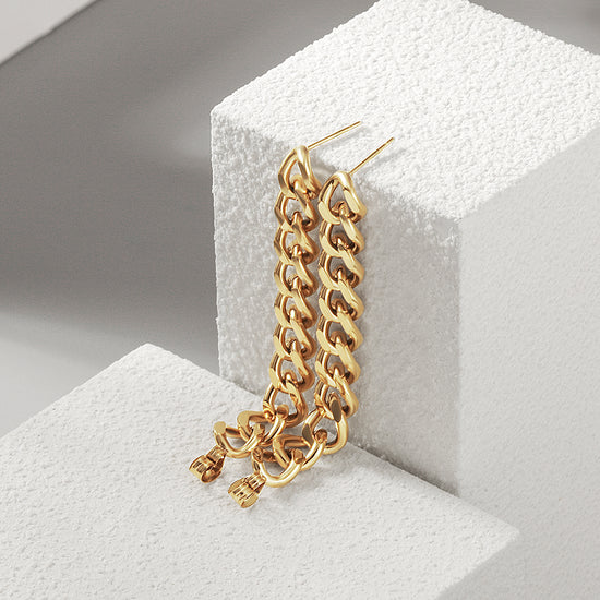 Stainless steel chain earrings-SCE344STGC