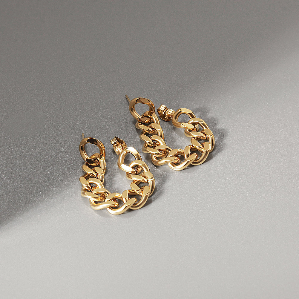 Stainless steel chain earrings-SCE344STGC