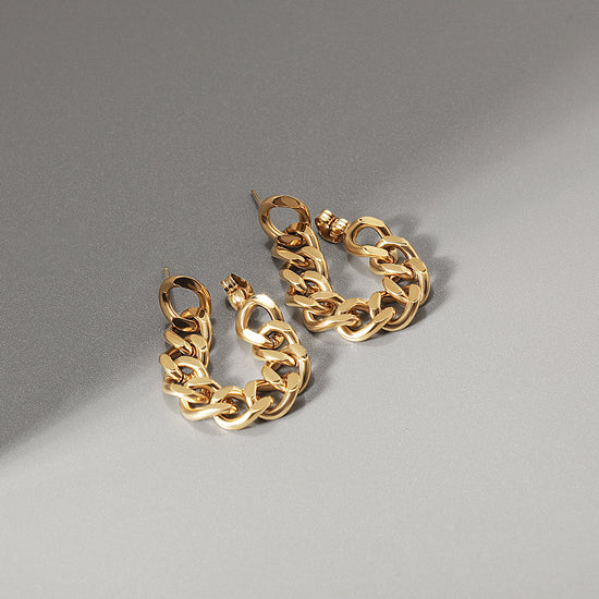 Stainless steel chain earrings-SCE344STGC