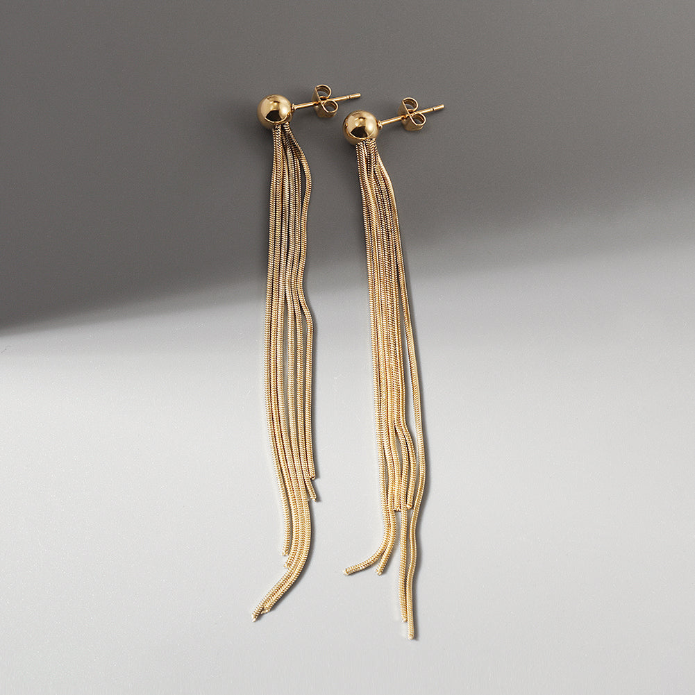 Long and short chain earrings-SCE349STGC