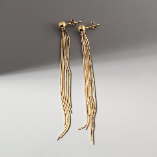 Long and short chain earrings-SCE349STGC