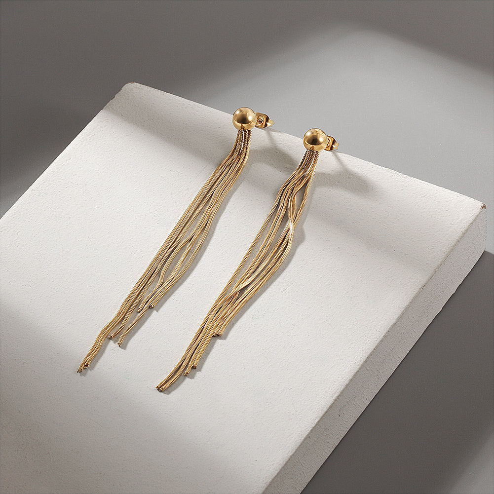 Long and short chain earrings-SCE349STGC