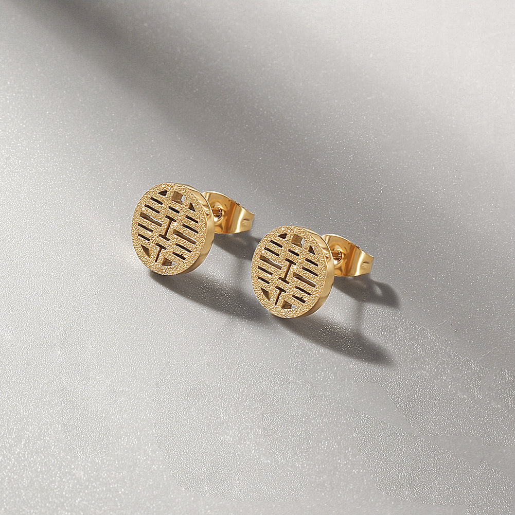 Circular hollow earrings-SCE352STGC