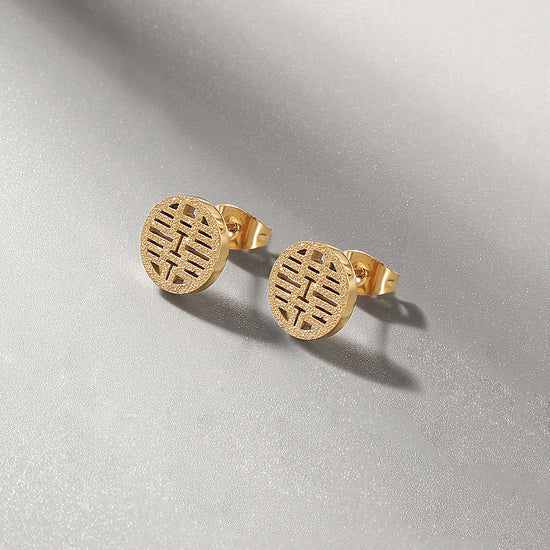 Circular hollow earrings-SCE352STGC
