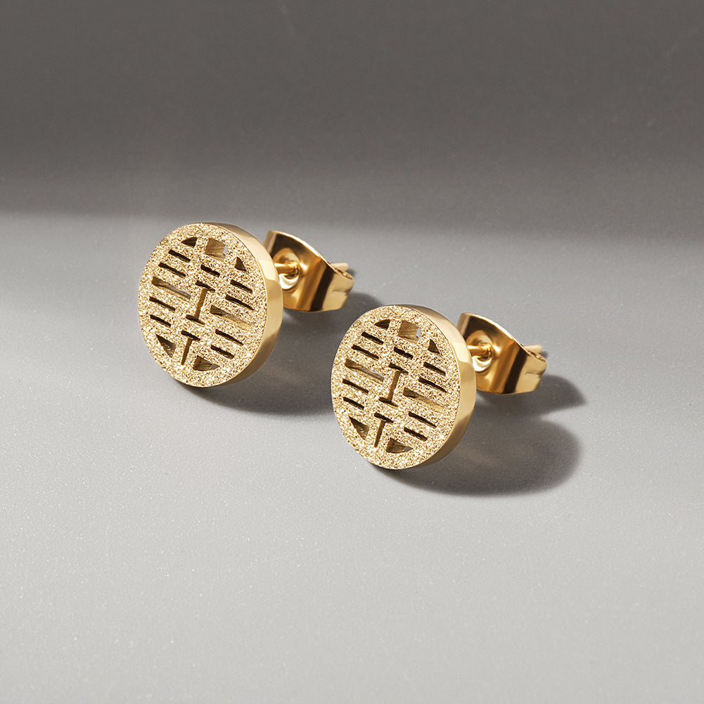 Circular hollow earrings-SCE352STGC