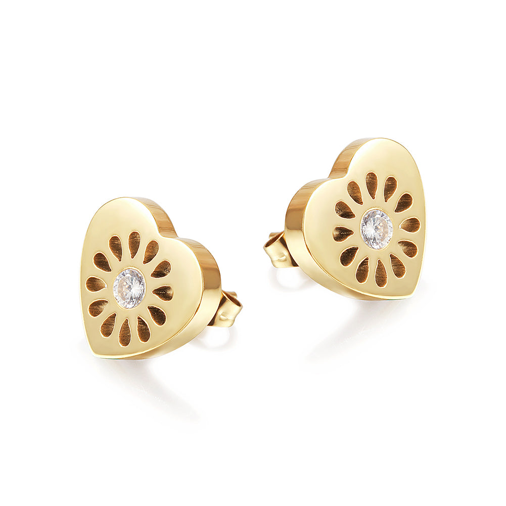 Heart hollow earrings-SCE353STGCZD