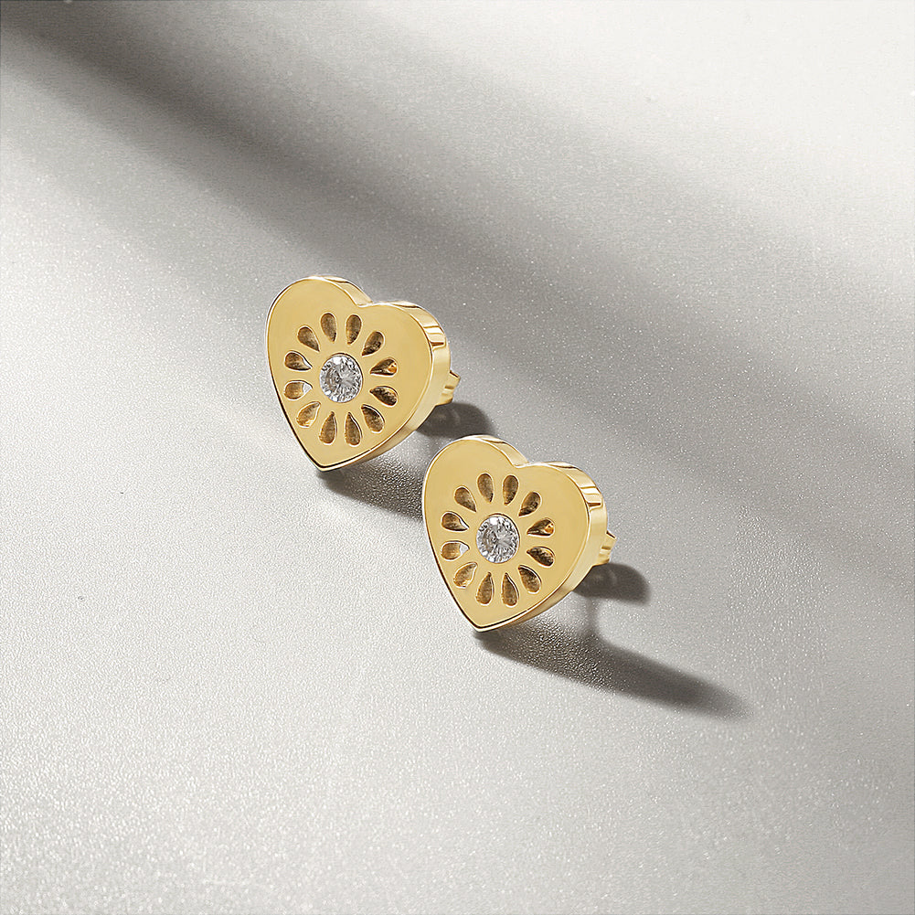 Heart hollow earrings-SCE353STGCZD
