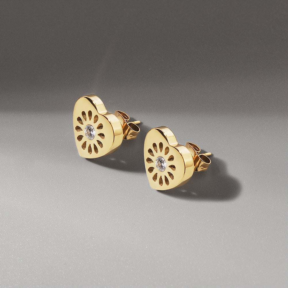Heart hollow earrings-SCE353STGCZD