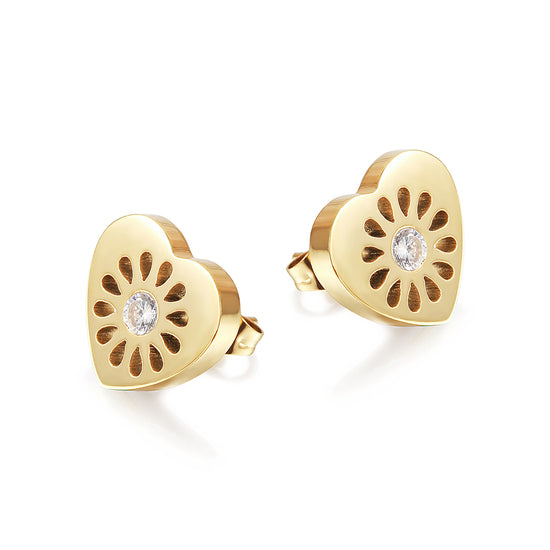 Heart hollow earrings-SCE353STGCZD