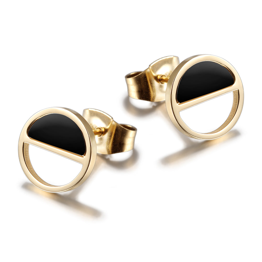 Mid colored circular hollow earrings-SCE355ST