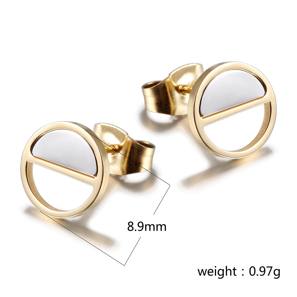 Mid colored circular hollow earrings-SCE355ST