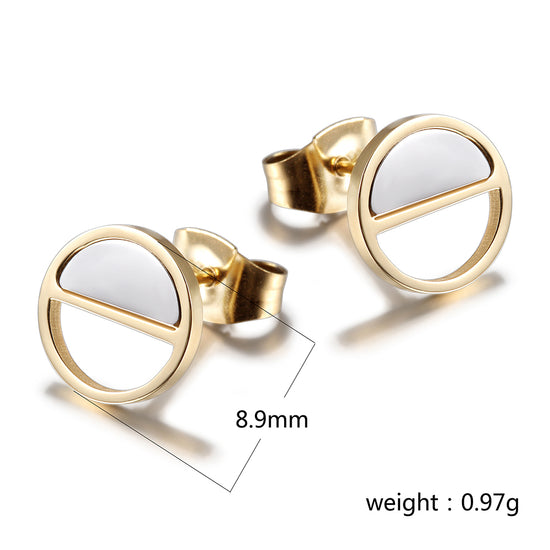 Mid colored circular hollow earrings-SCE355ST