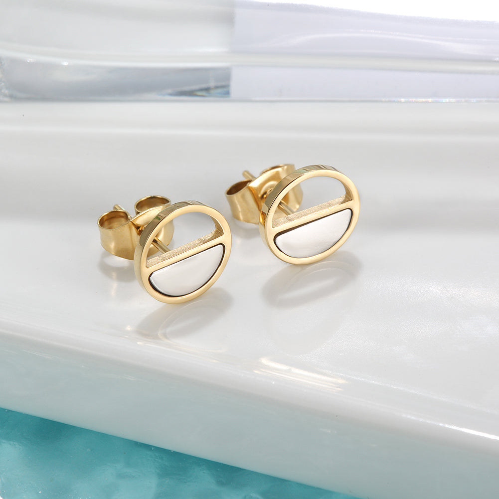 Mid colored circular hollow earrings-SCE355ST