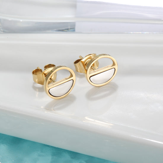Mid colored circular hollow earrings-SCE355ST