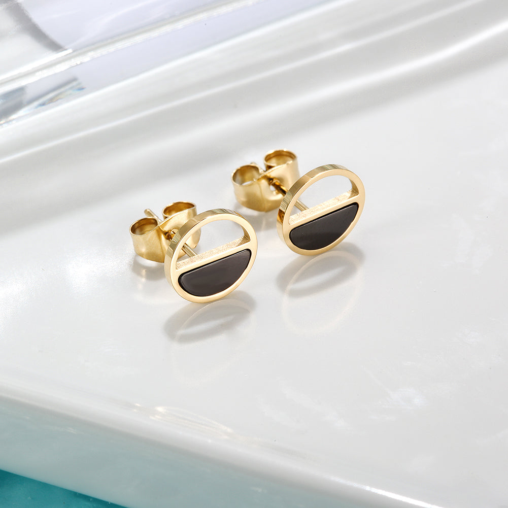 Mid colored circular hollow earrings-SCE355ST