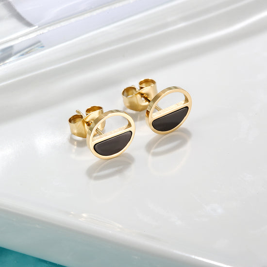 Mid colored circular hollow earrings-SCE355ST