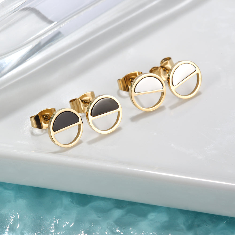 Mid colored circular hollow earrings-SCE355ST