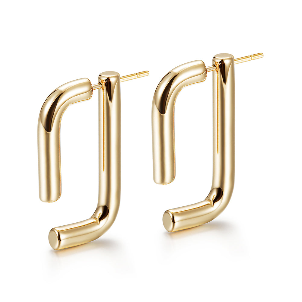 Stainless steel G-shaped earrings-SCE357ST