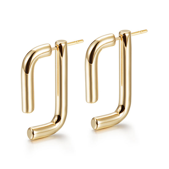 Stainless steel G-shaped earrings-SCE357ST