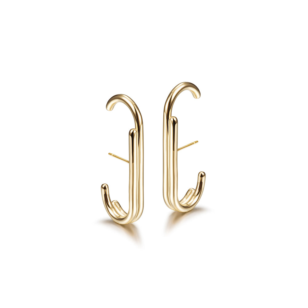 Splicing C-shaped smooth earrings-SCE360STGC