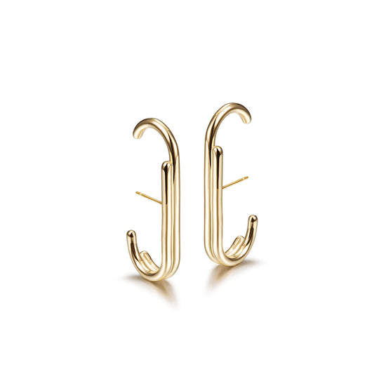 Splicing C-shaped smooth earrings-SCE360STGC