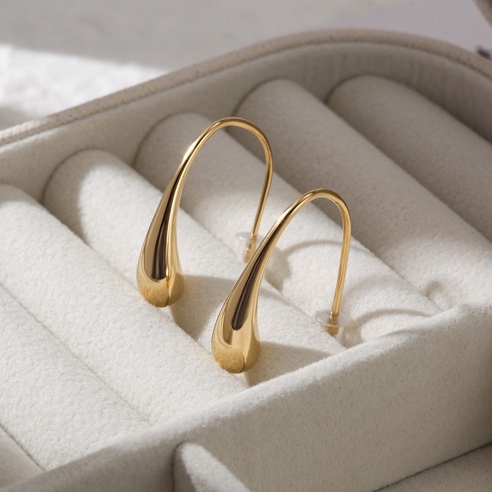 Water Drop Smooth Earrings-SCE362ST