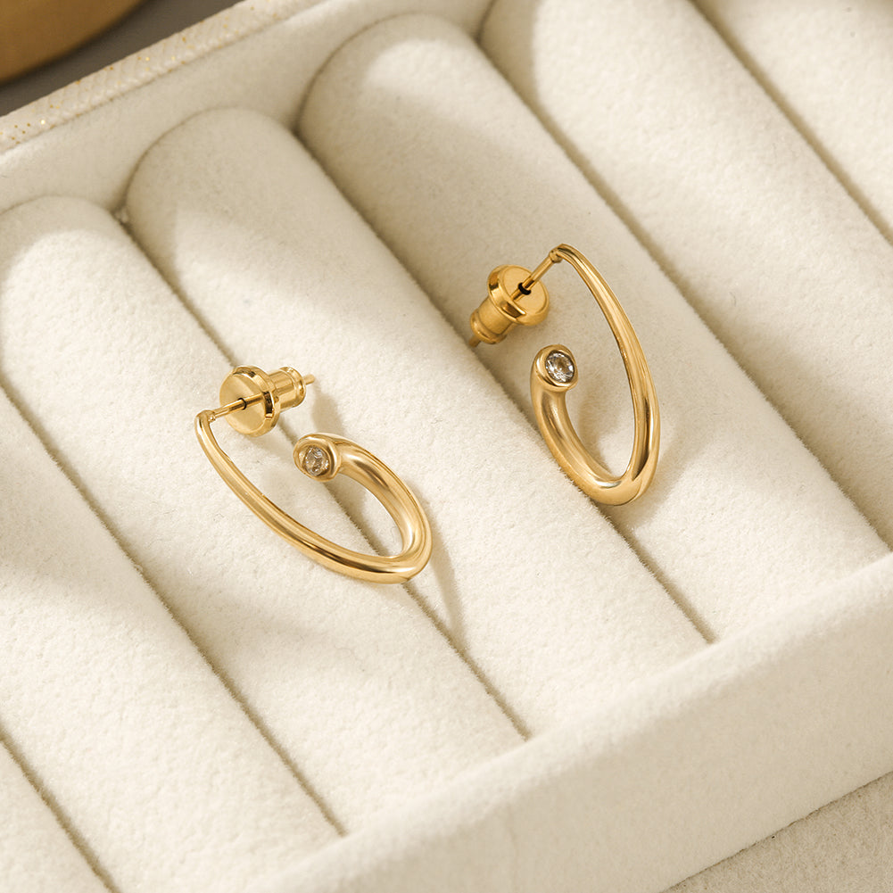 G-shaped stainless steel earrings-SCE366STGC