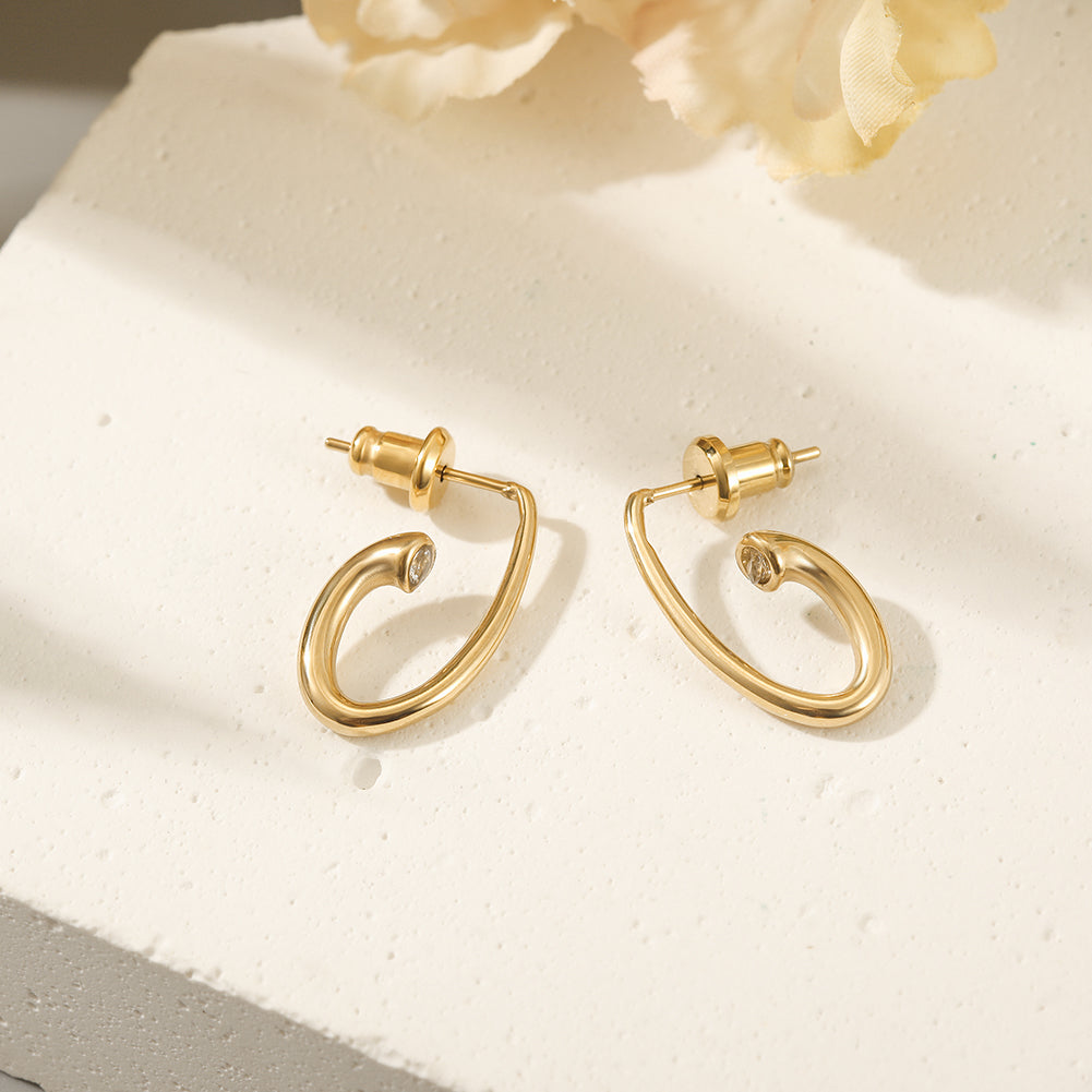 G-shaped stainless steel earrings-SCE366STGC