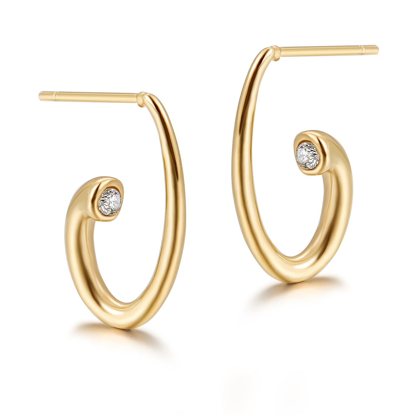G-shaped stainless steel earrings-SCE366STGC
