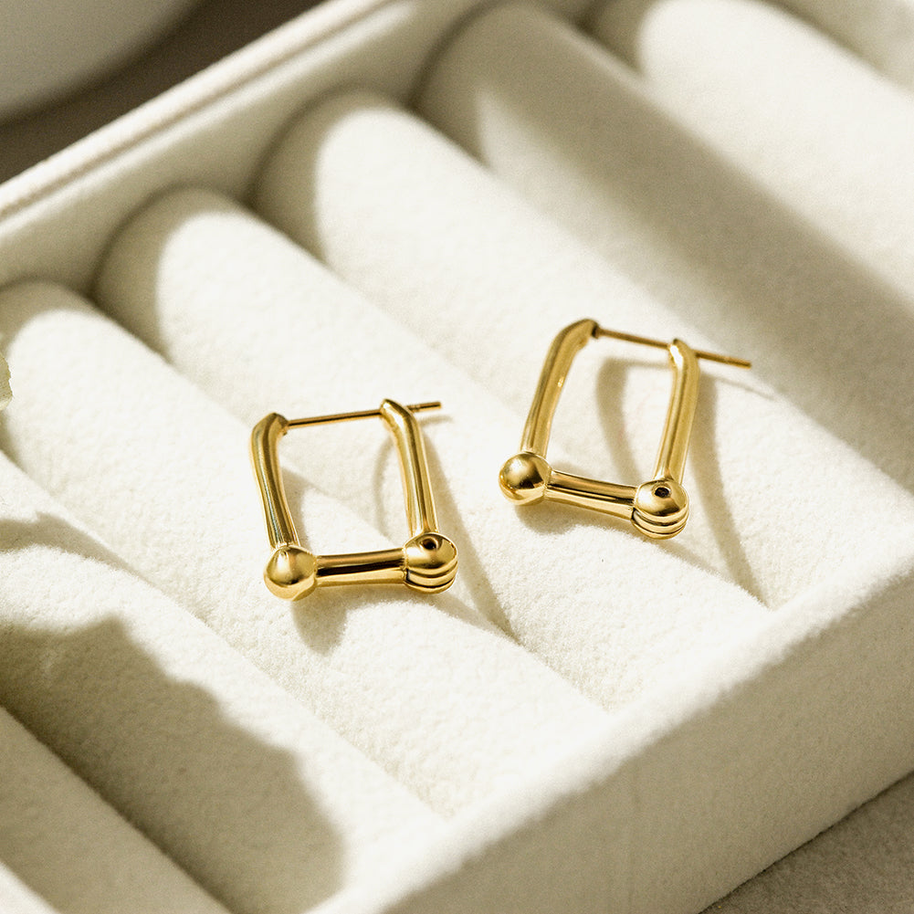 Right angled U-shaped earrings-SCE368STGC
