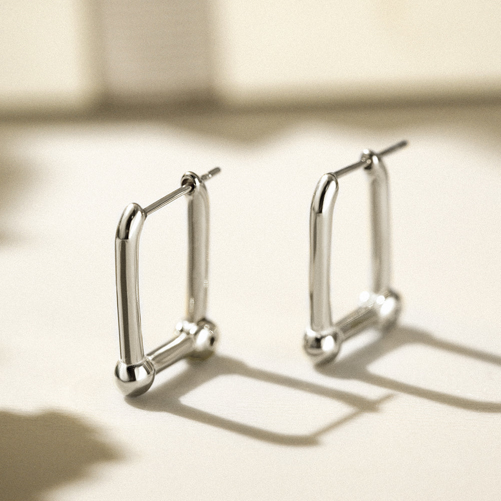 Right angled U-shaped earrings-SCE368STGC