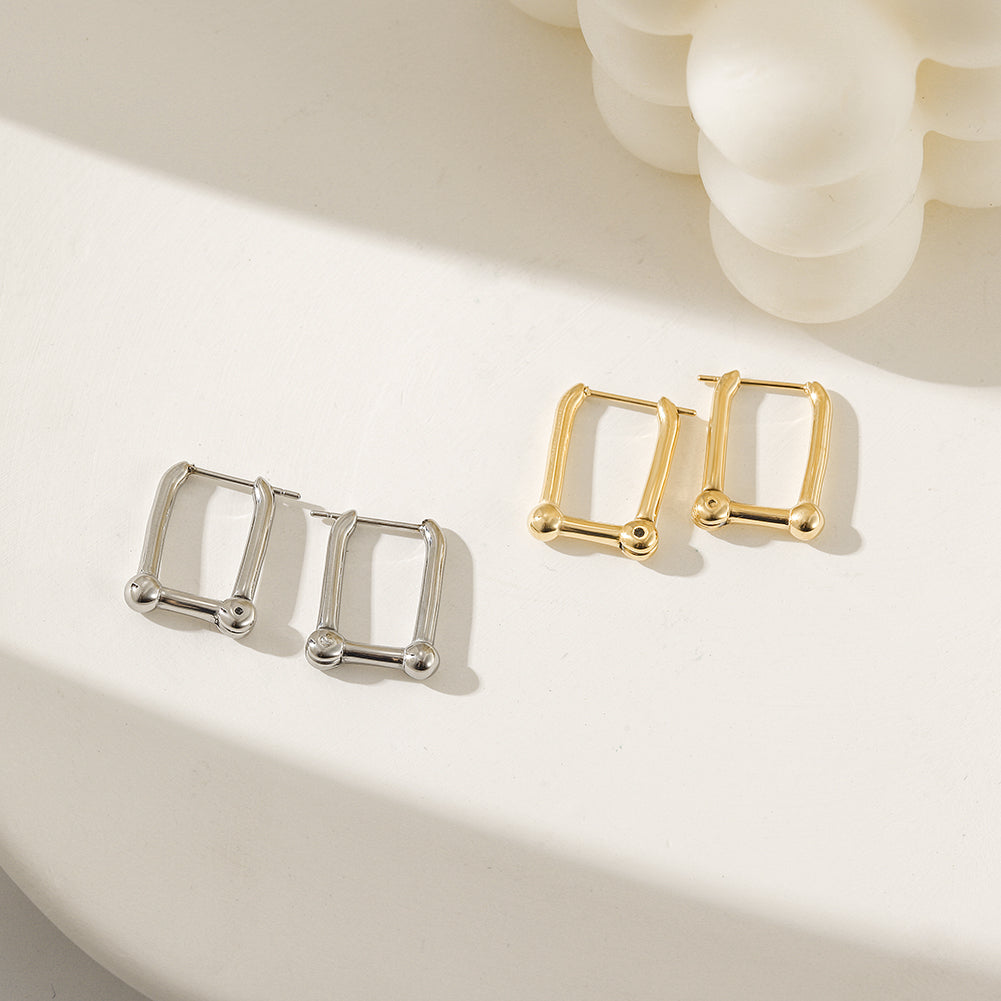 Right angled U-shaped earrings-SCE368STGC