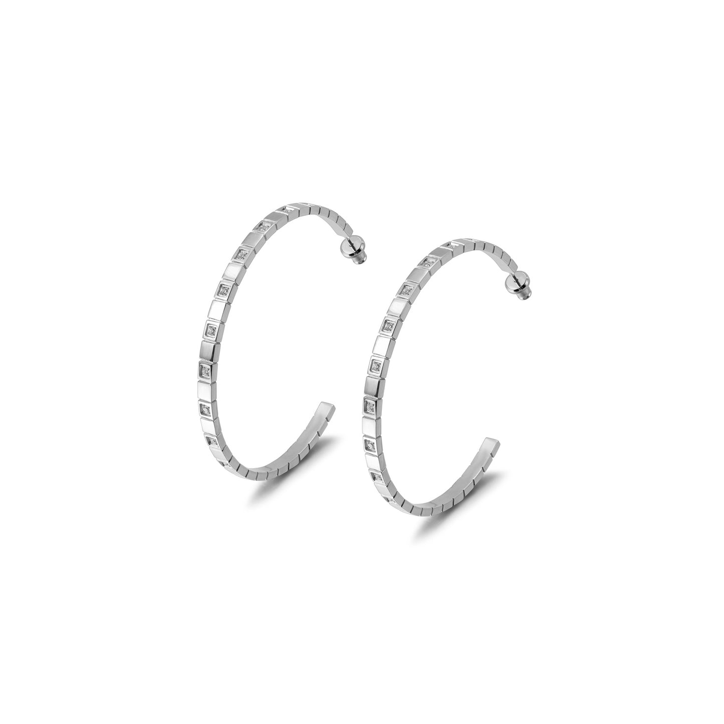 Stainless steel C-shaped zircon earrings-SCE370STGC