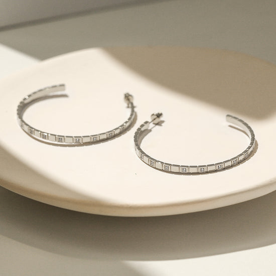 Stainless steel C-shaped zircon earrings-SCE370STGC