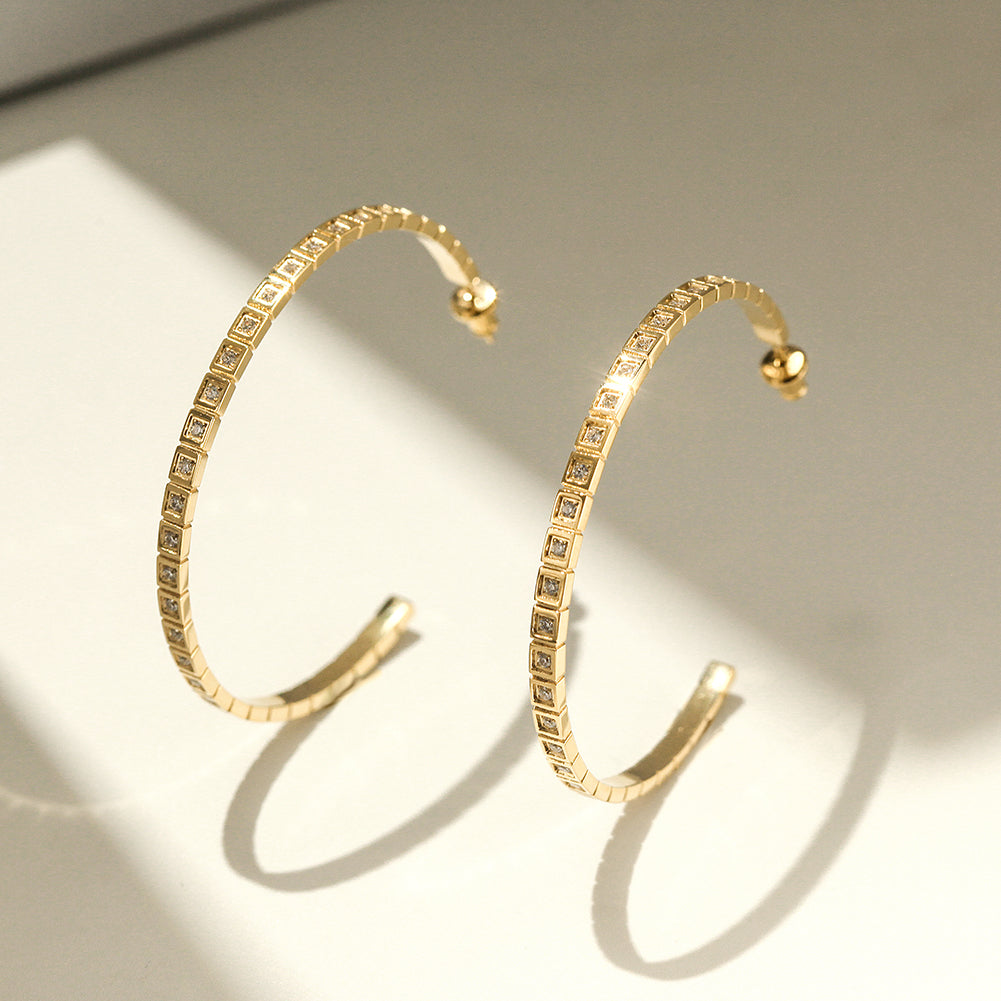 Large C zircon earrings-SCE371STGC