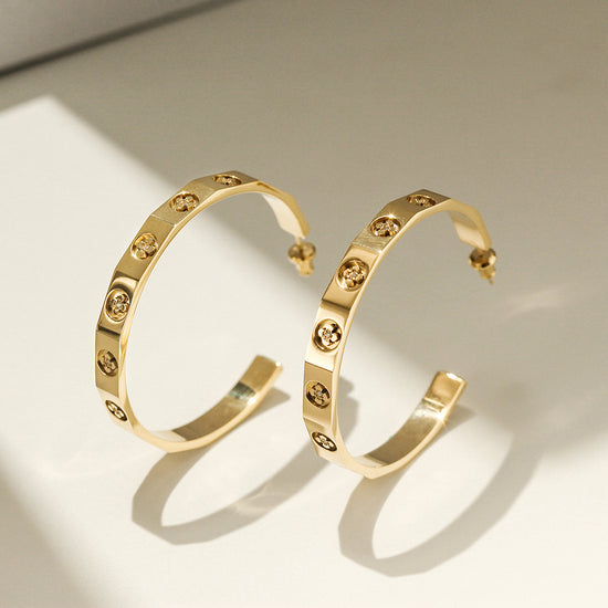 C-type clover earrings-SCE372STGCZD