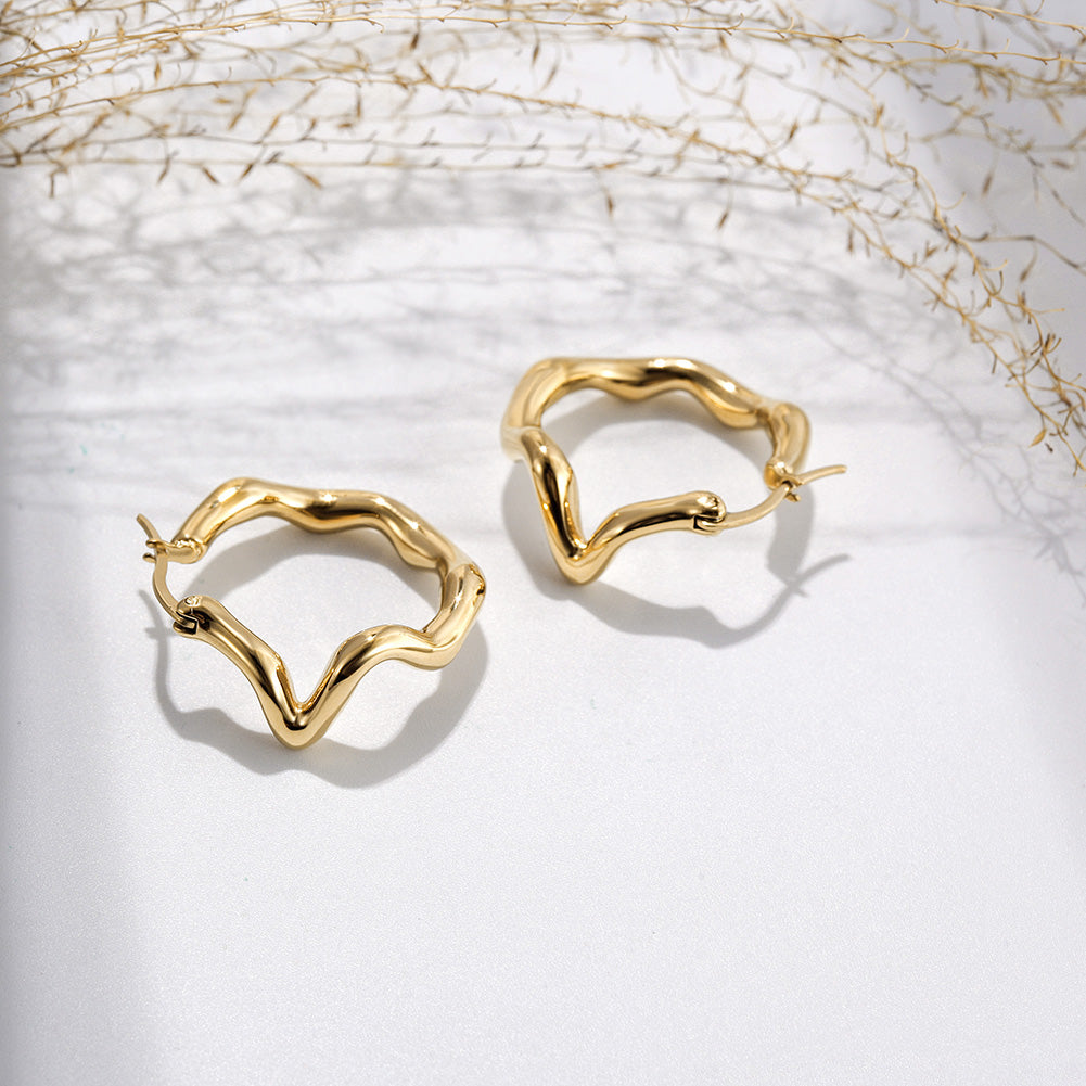 Twisted stainless steel exaggerated earrings-SCE374STGC