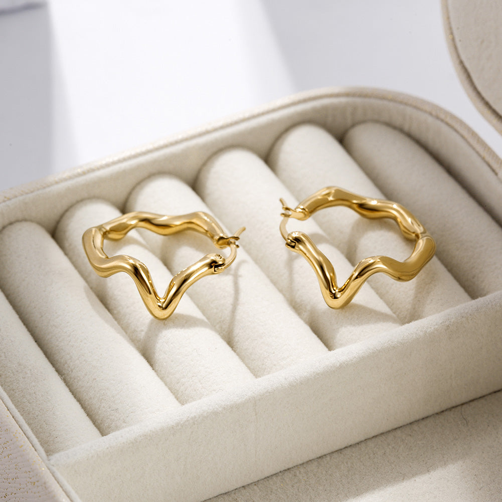 Twisted stainless steel exaggerated earrings-SCE374STGC
