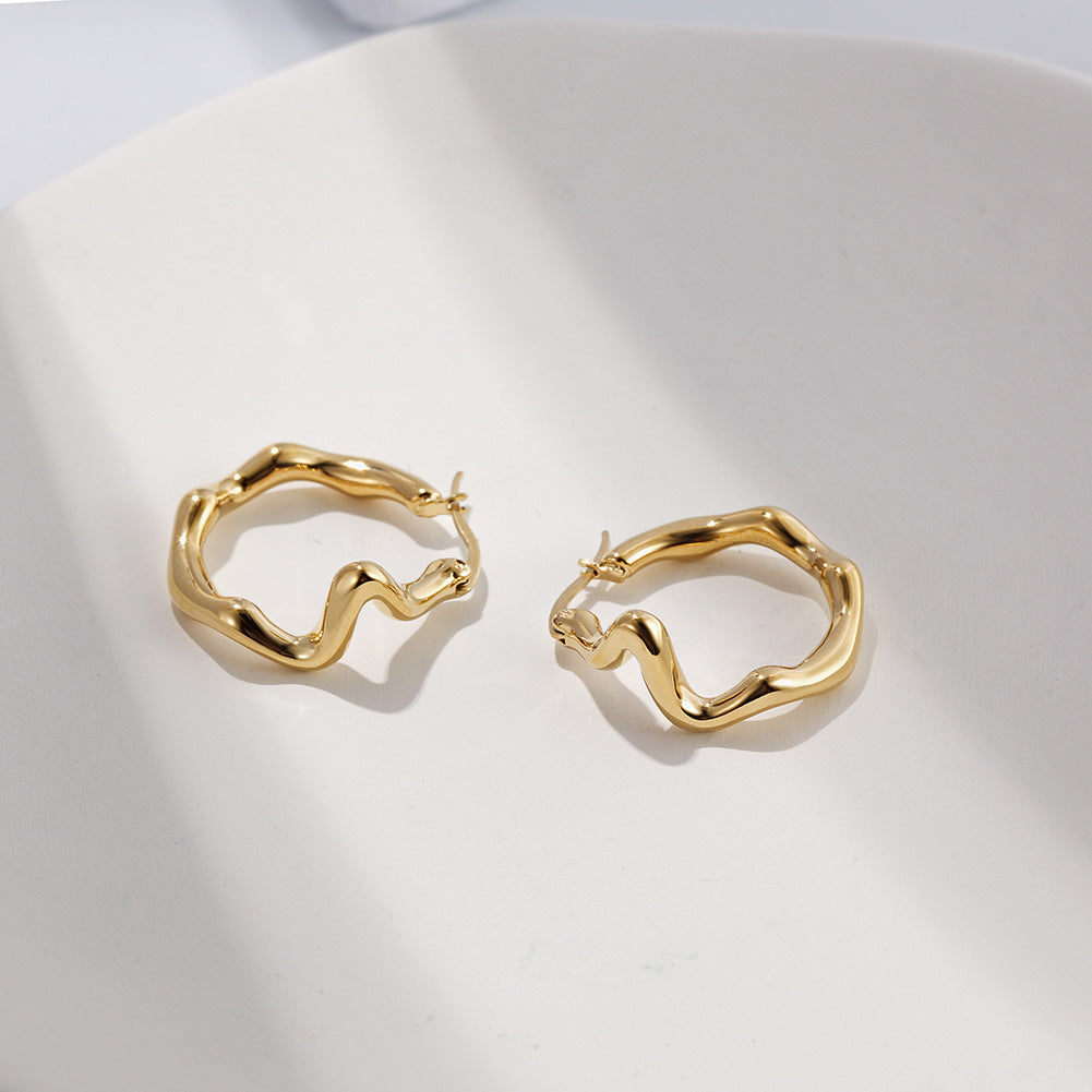 Twisted stainless steel exaggerated earrings-SCE374STGC