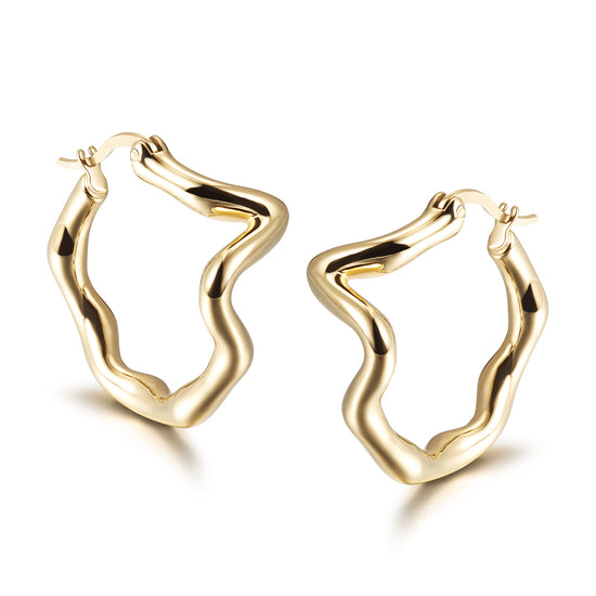 Twisted stainless steel exaggerated earrings-SCE374STGC